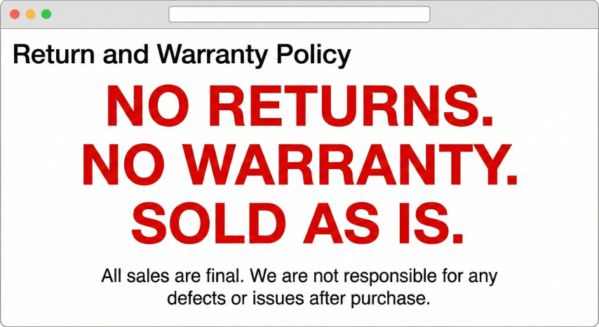 No Warranty or Return Policy