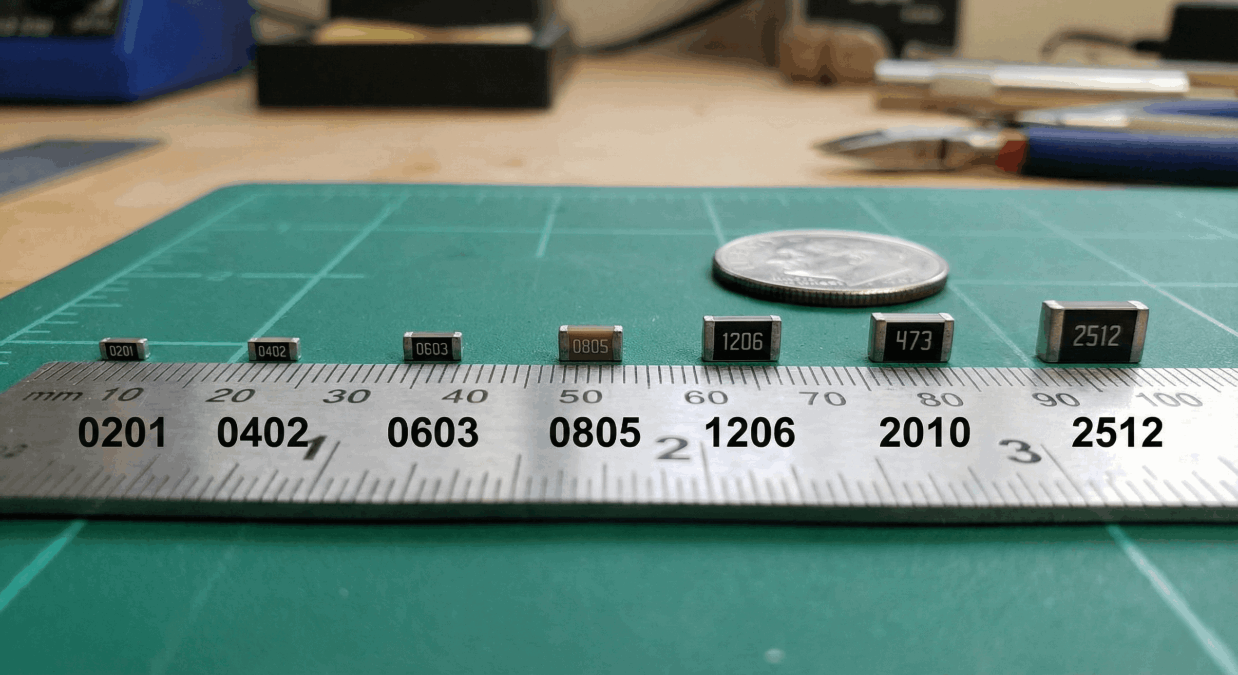 comparison of common SMD resistor package sizes