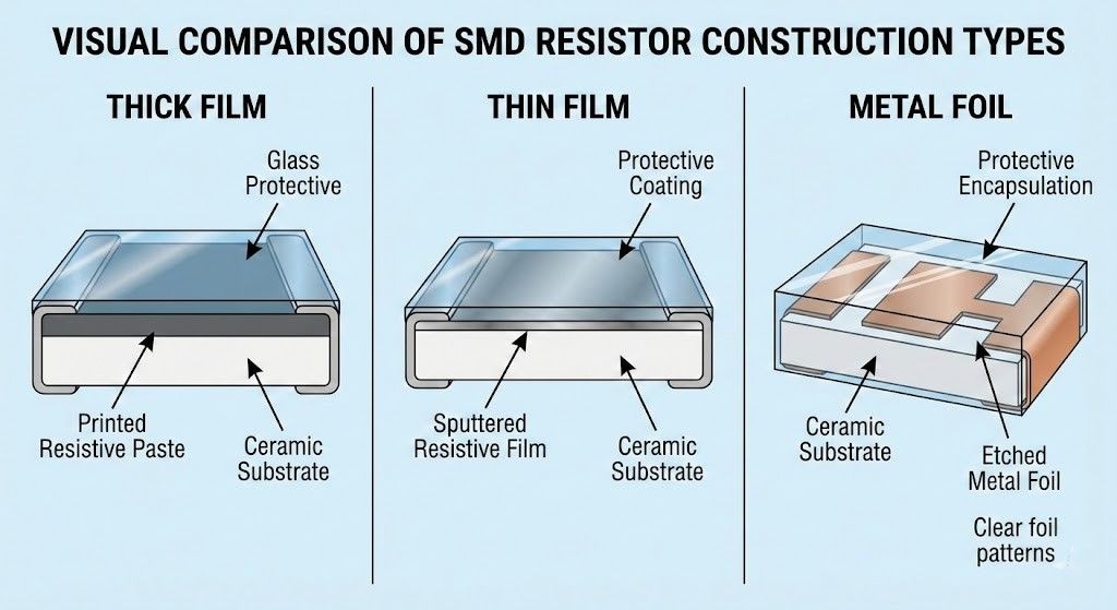 different SMD resistor construction types